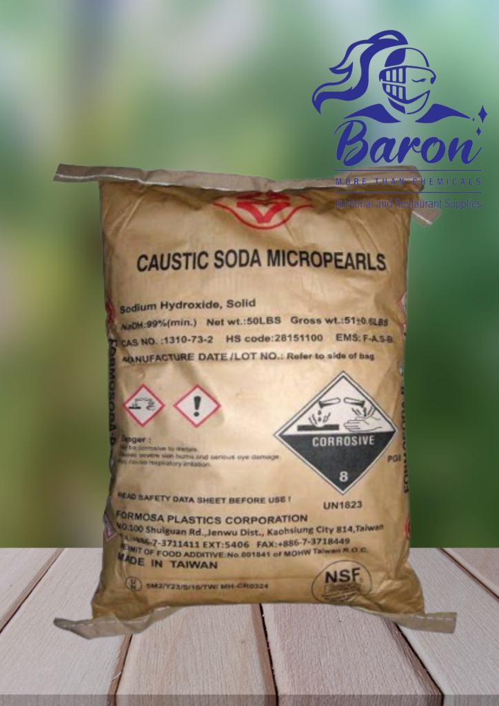 Caustic Soda Micropearl (Beads) 50 lb Bag Baron Chemicals
